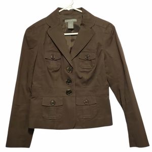 Ann Taylor military style blazer 4P brown